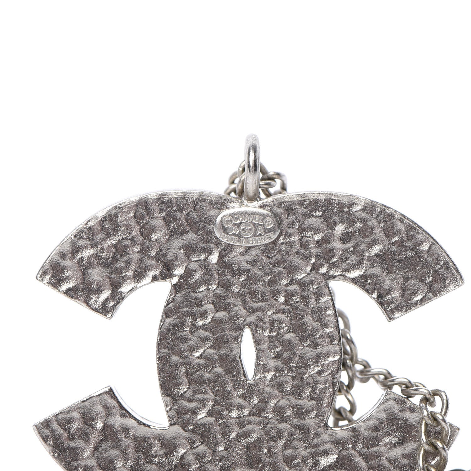 Chanel Crystal Heart CC Necklace Silver 4 of 5