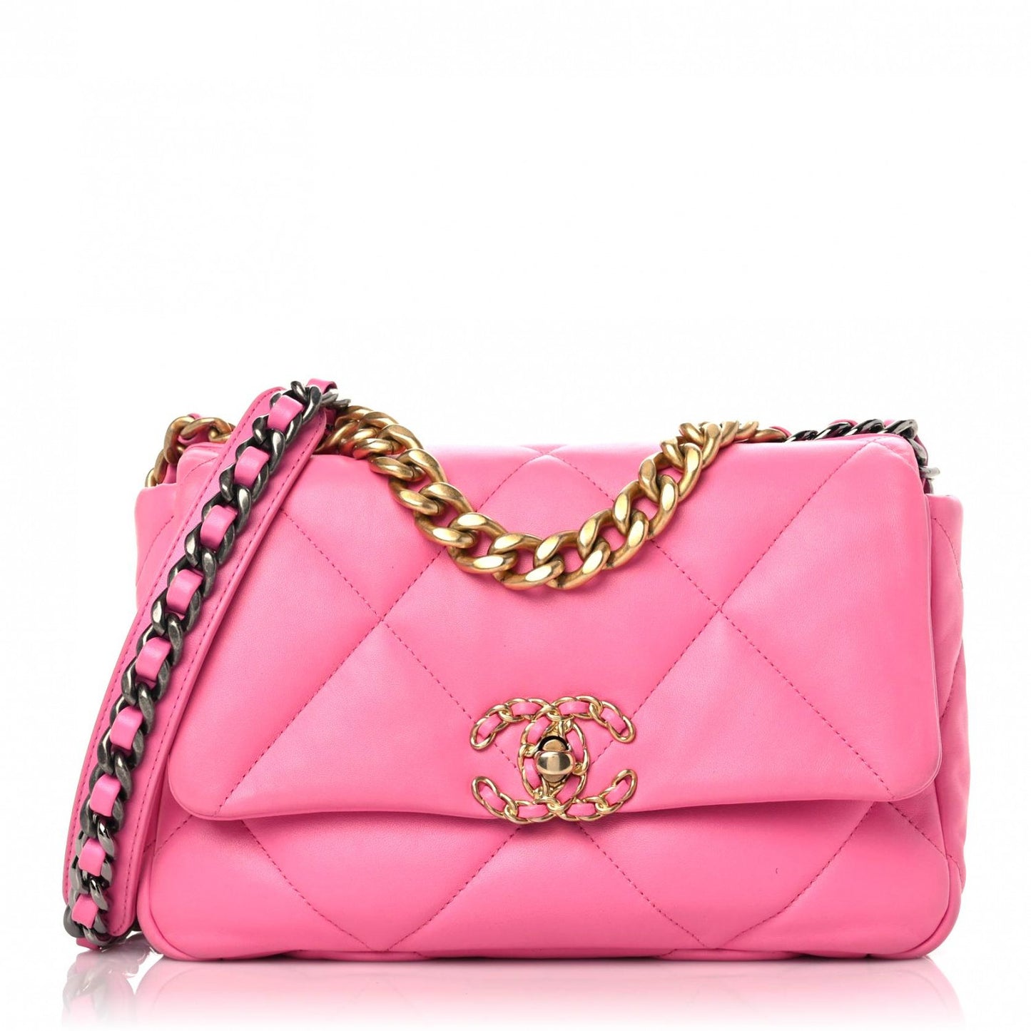Lambskin Quilted Medium Chanel 19 Flap Pink
