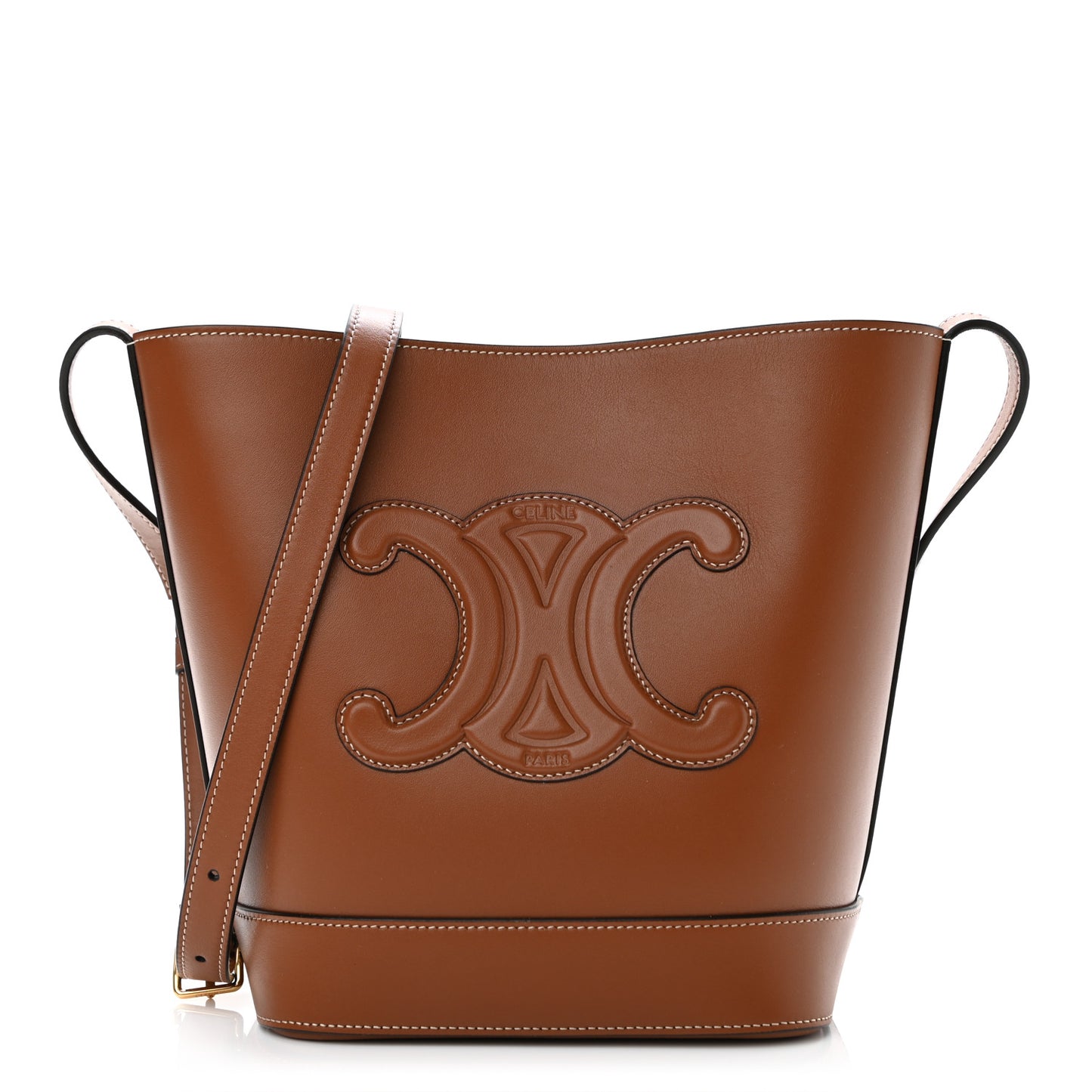 Smooth Calfskin Small Cuir Triomphe Bucket Bag Tan