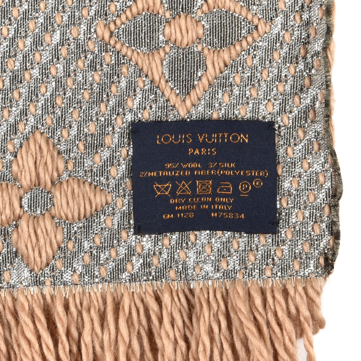 Wool Silk Logomania Shine Scarf Beige