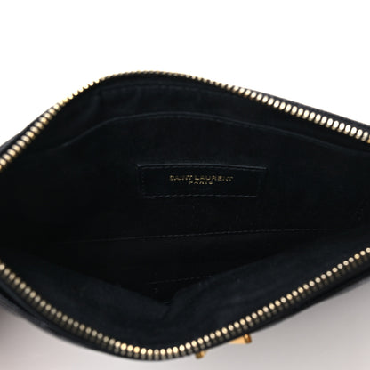 Saint Laurent Grain De Poudre Chevron Monogram Large Bill Pouch Black 5 of 7