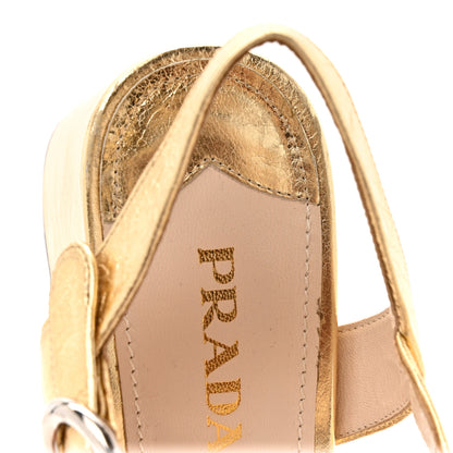 Prada Metallic Calfskin Slingback Pumps 38 Gold 11 of 13