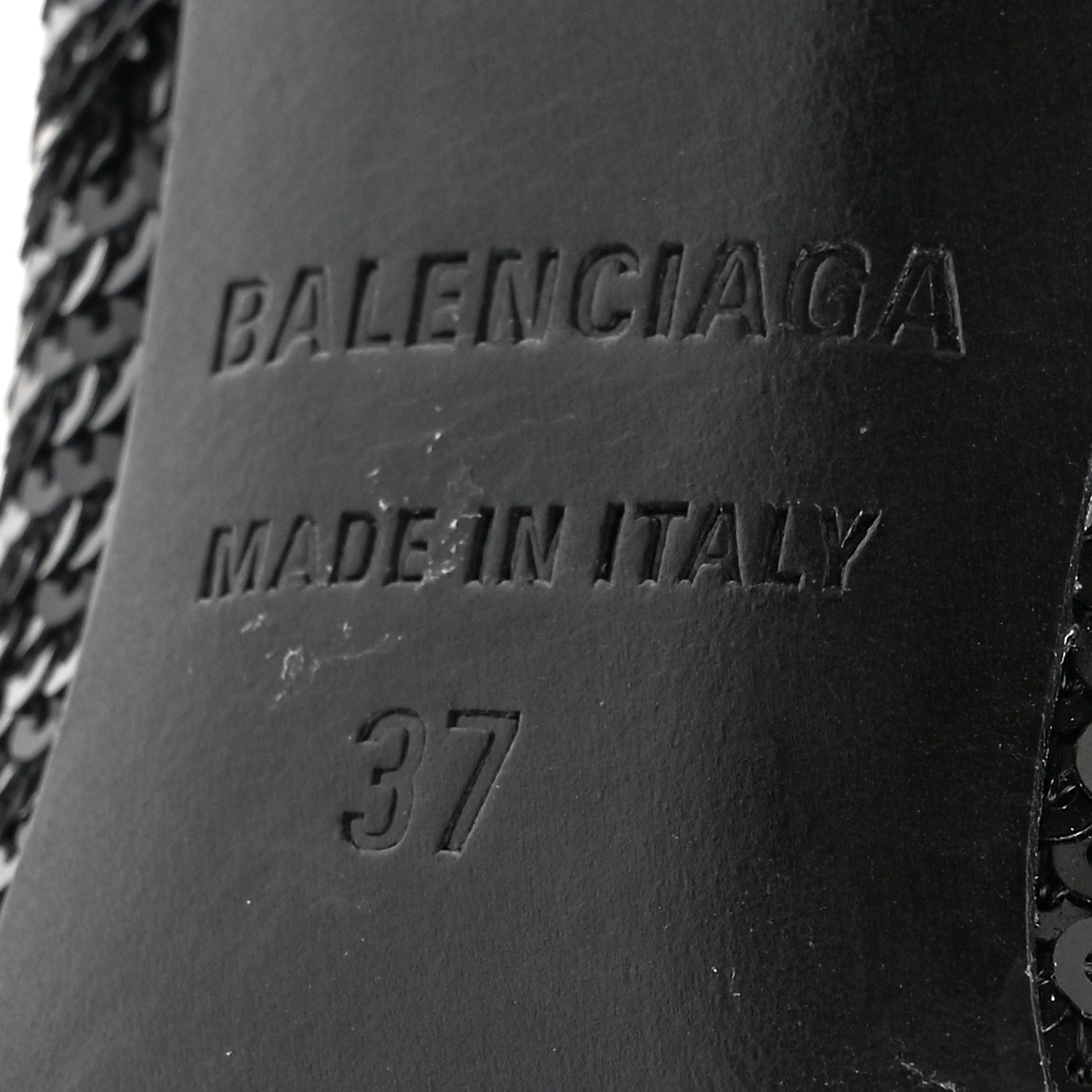 Balenciaga Sequin Spandex Logo 110mm Knife Thigh High Boots 37 Black 6 of 9