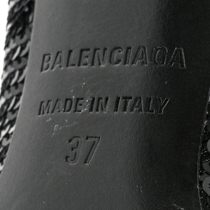 Balenciaga Sequin Spandex Logo 110mm Knife Thigh High Boots 37 Black 6 of 9