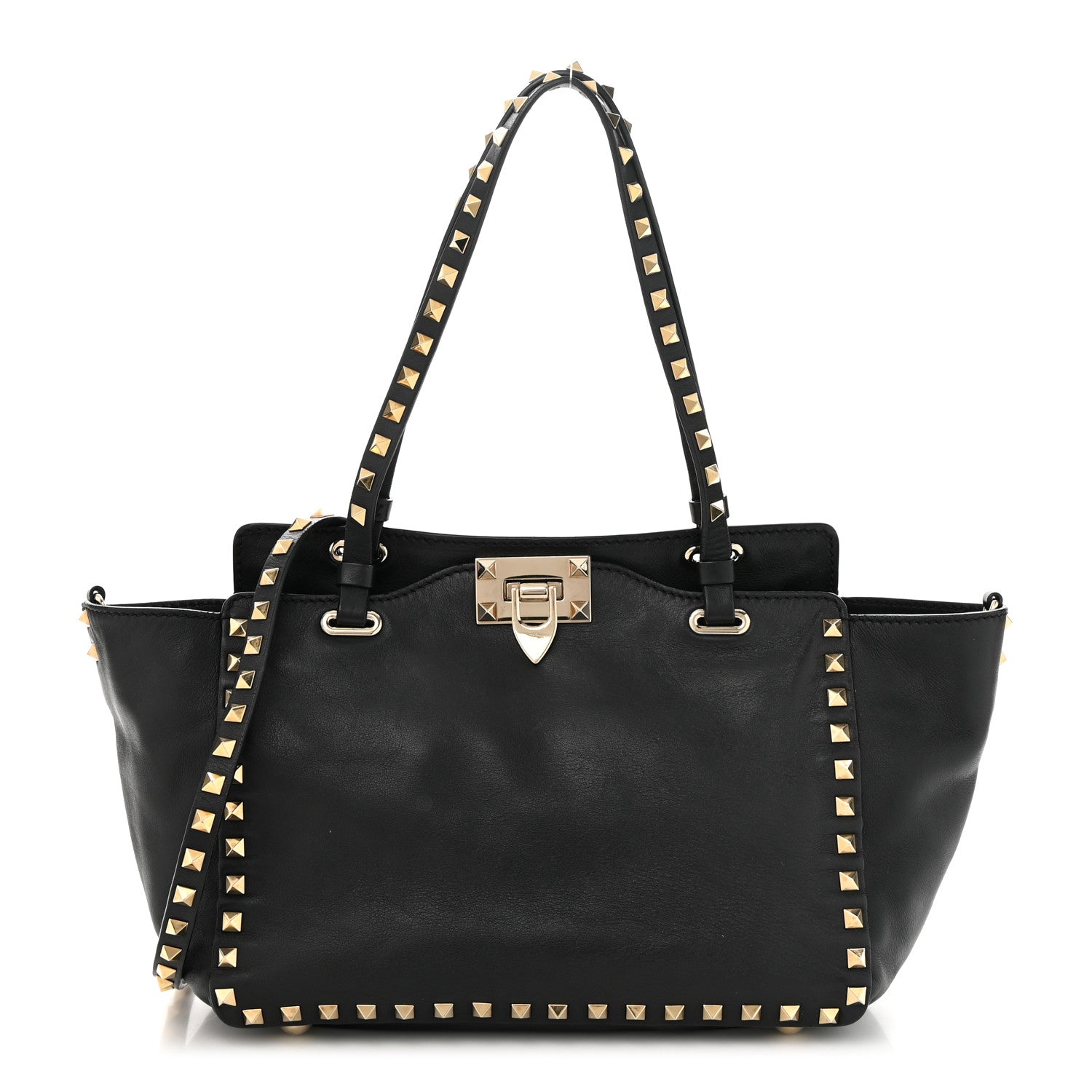 Valentino Garavani Vitello Small Rockstud Tote Black 1 of 9