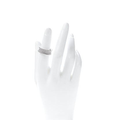 Van Cleef & Arpels 18K White Gold Diamond Perlee 3-Row Ring 50 5.25 2 of 5