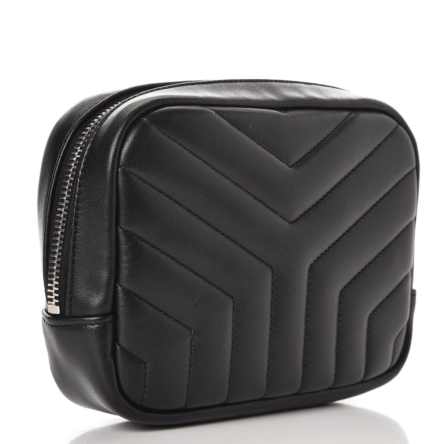Lambskin Y Quilted Monogram Loulou Cosmetic Case Black