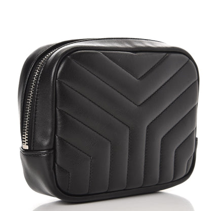Saint Laurent Lambskin Y Quilted Monogram Loulou Cosmetic Case Black 3 of 6