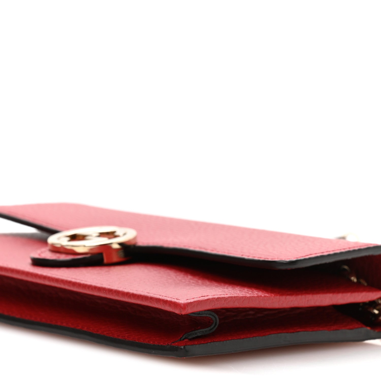 Gucci Dollar Calfskin Interlocking G Chain Wallet Red 10 of 11