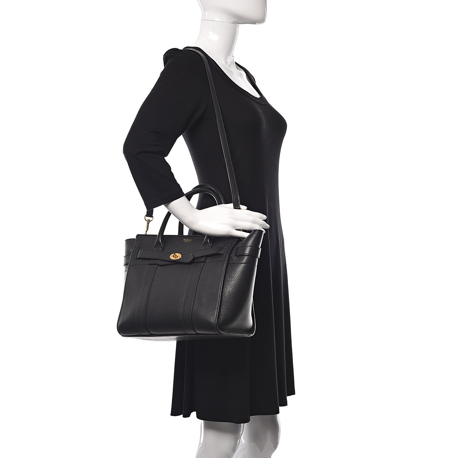 Mulberry Classic Grain Small Bayswater Zip Tote Black 2 of 13