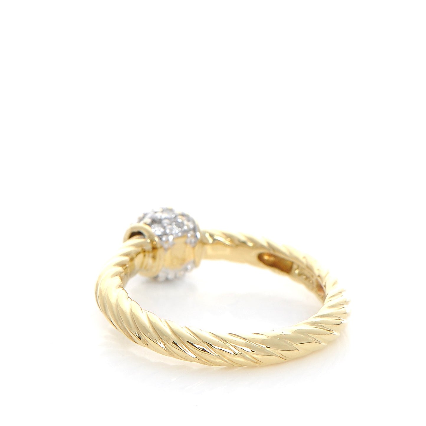 18K Yellow Gold Diamond Station Cable Ring 49 5