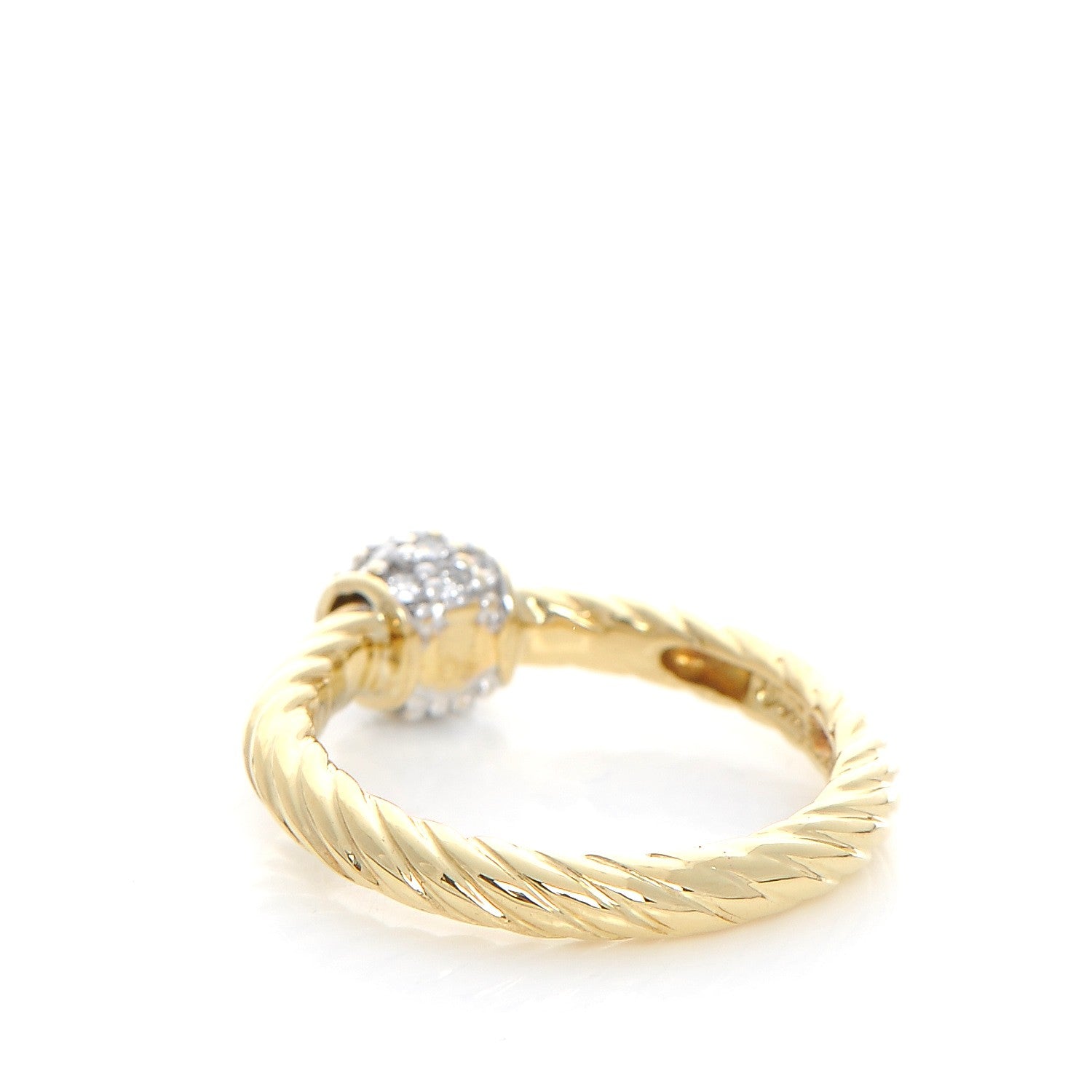 David Yurman 18K Yellow Gold Diamond Station Cable Ring 49 5 3 of 5