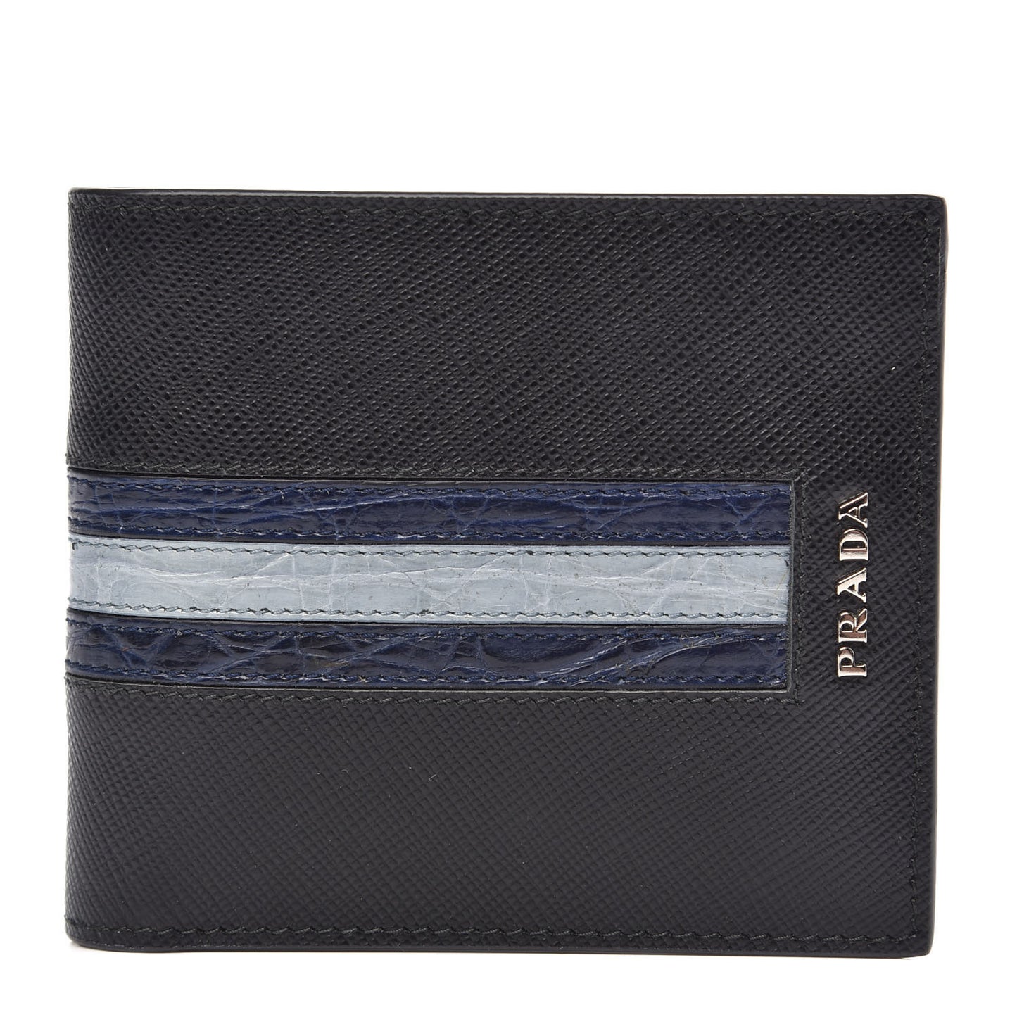Saffiano Crocodile Bi-Fold Wallet Black