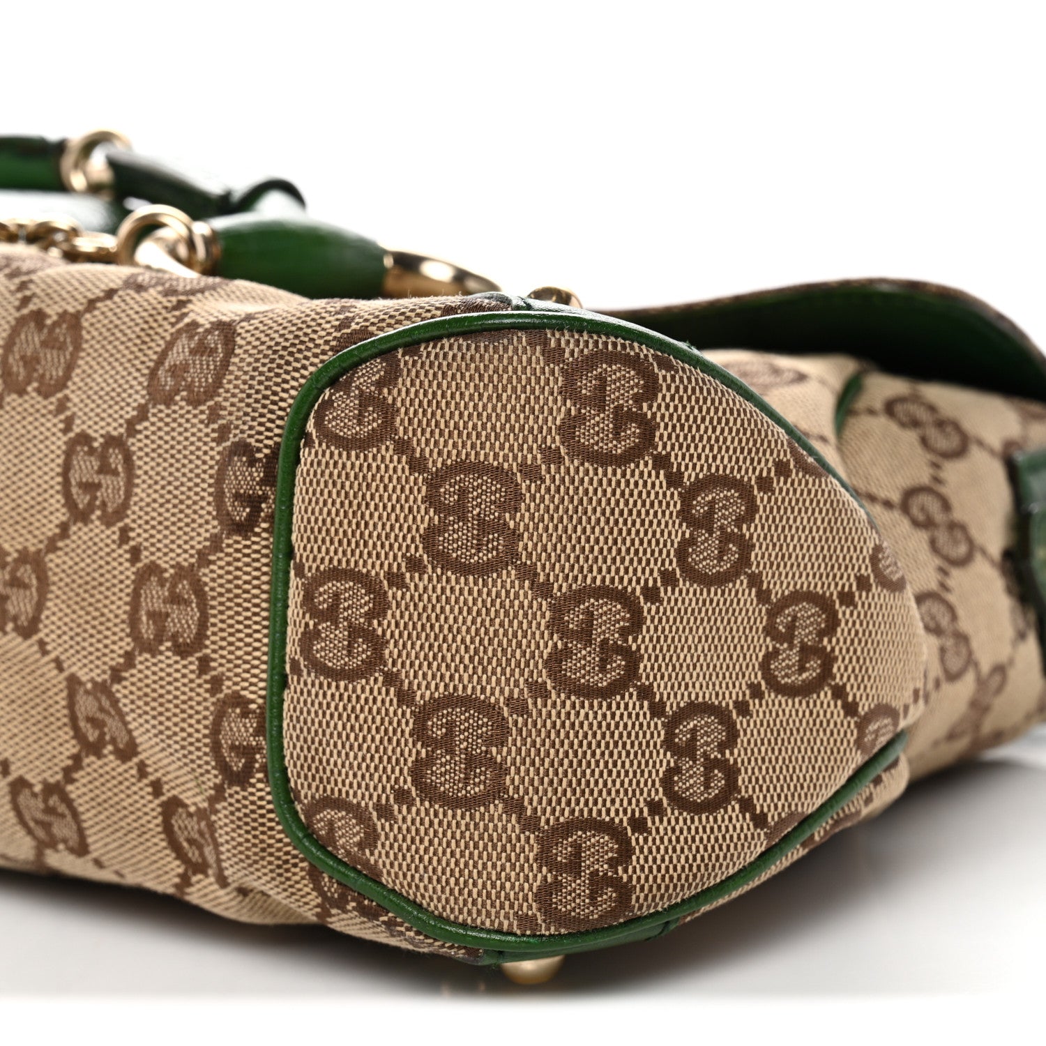 Gucci Monogram Horsebit Web Flap Bag Green 10 of 12