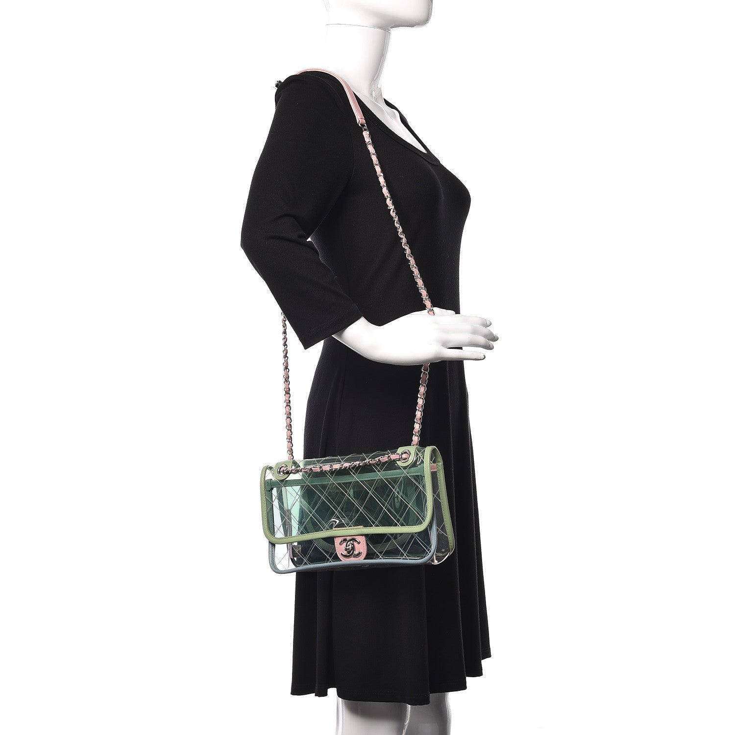 Chanel Lambskin PVC Quilted Medium Coco Splash Flap Blue Green 2 of 13
