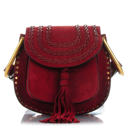 Chloe Suede Calfskin Braided Mini Hudson Shoulder Bag Sienna Red 1 of 7