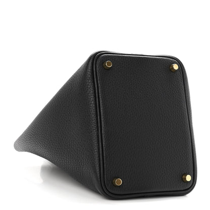 Hermes Taurillon Clemence Ostrich Touch Picotin Lock 18 PM Black 4 of 10