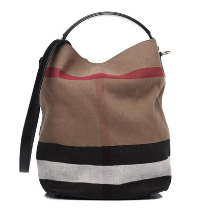 Burberry Canvas Mega Check Medium Ashby Hobo Black 1 of 22