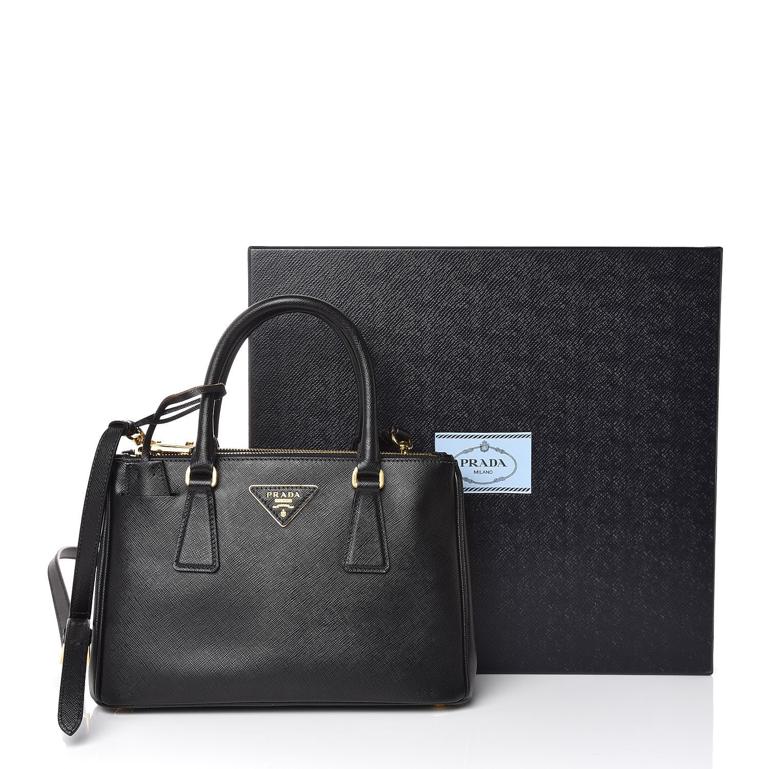 Prada Saffiano Mini Galleria Double Zip Tote Black 12 of 12