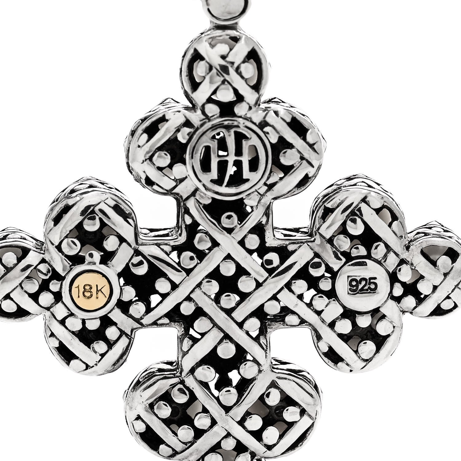John Hardy Sterling Silver 18K Yellow Gold Pearl Jaisalmer Cross Pendant 4 of 4