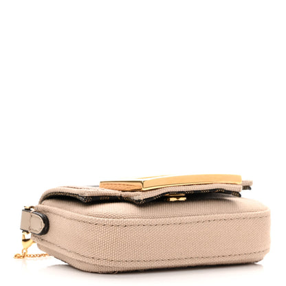 Fendi Canvas Vitello King FF Embroidered Nano Maxi Buckle Baguette Charm Nuvola 4 of 10