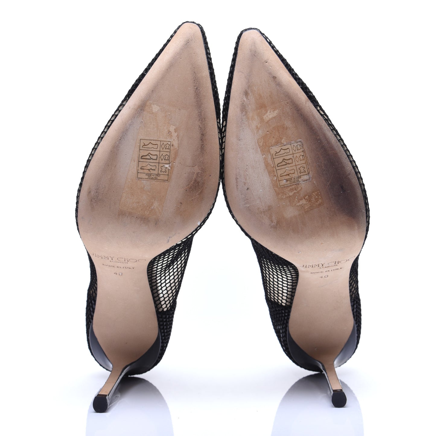 Mesh Patent Pointy Toe Romy 100 Pumps 40 Black