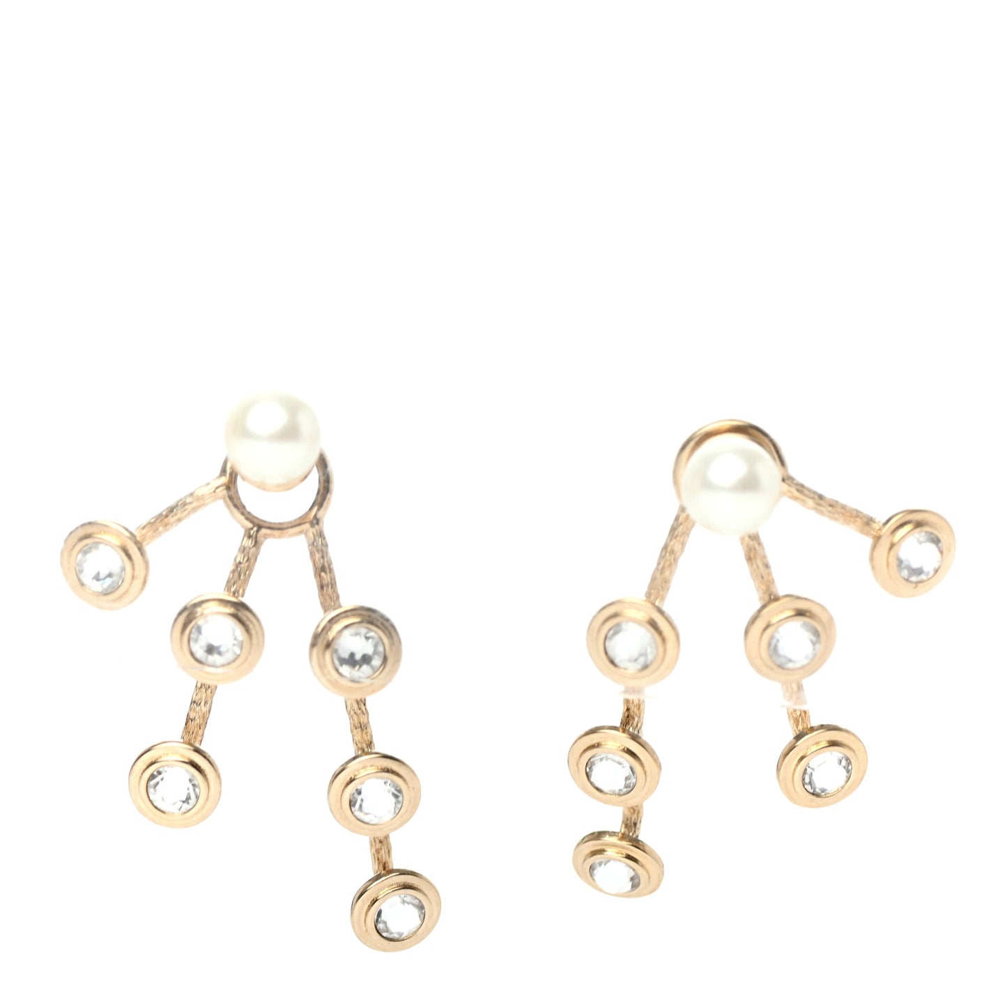 Pearl Crystal Tribales Pendant Earrings Gold