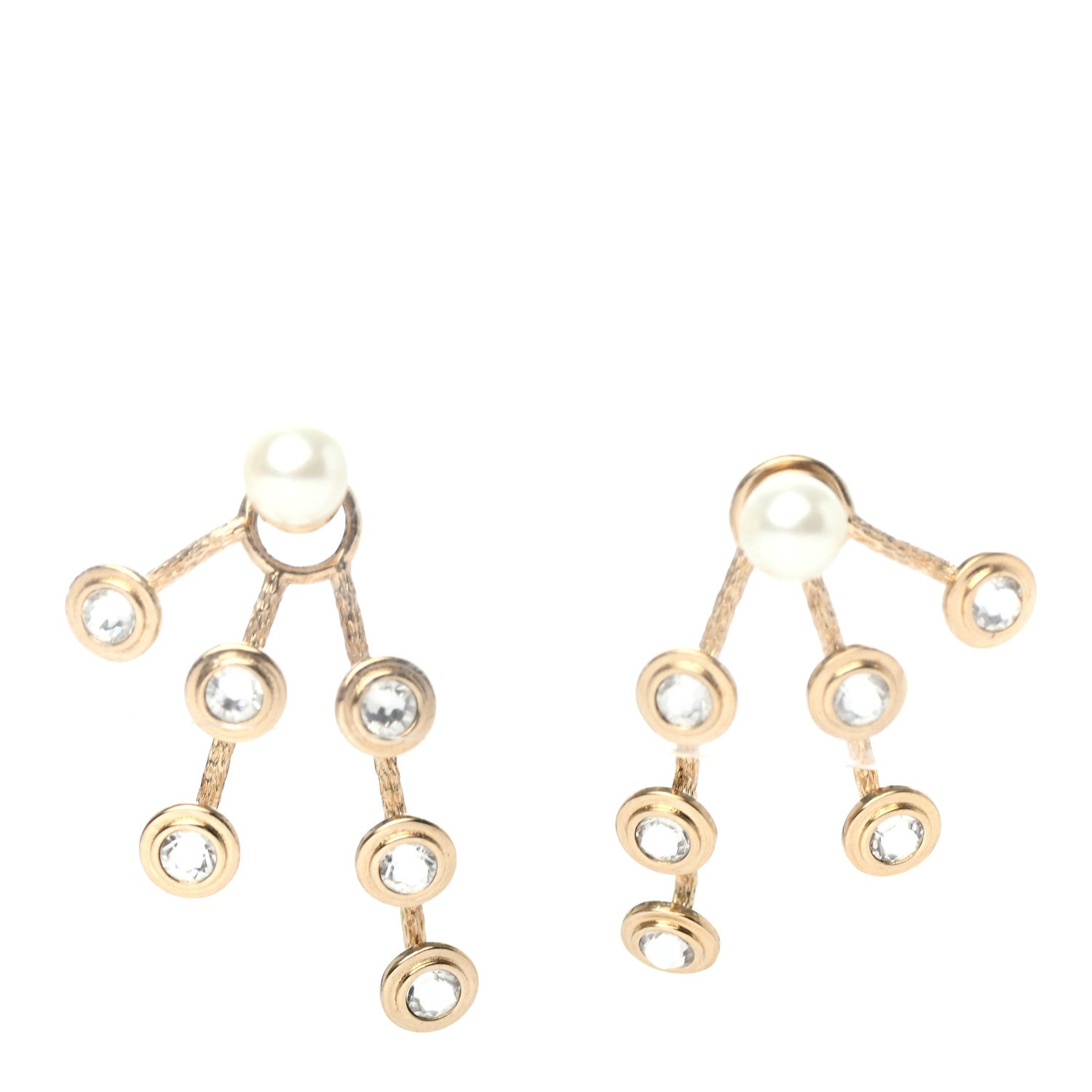 Christian Dior Pearl Crystal Tribales Pendant Earrings Gold 1 of 5