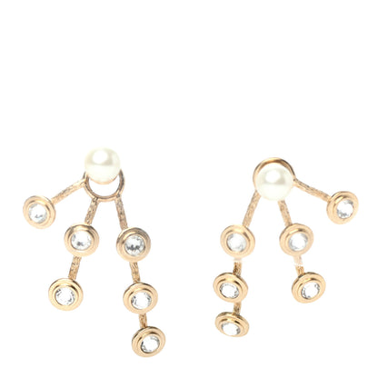 Christian Dior Pearl Crystal Tribales Pendant Earrings Gold 1 of 5