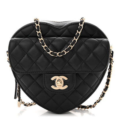 Chanel Lambskin Quilted CC In Love Heart Bag Black 1 of 10