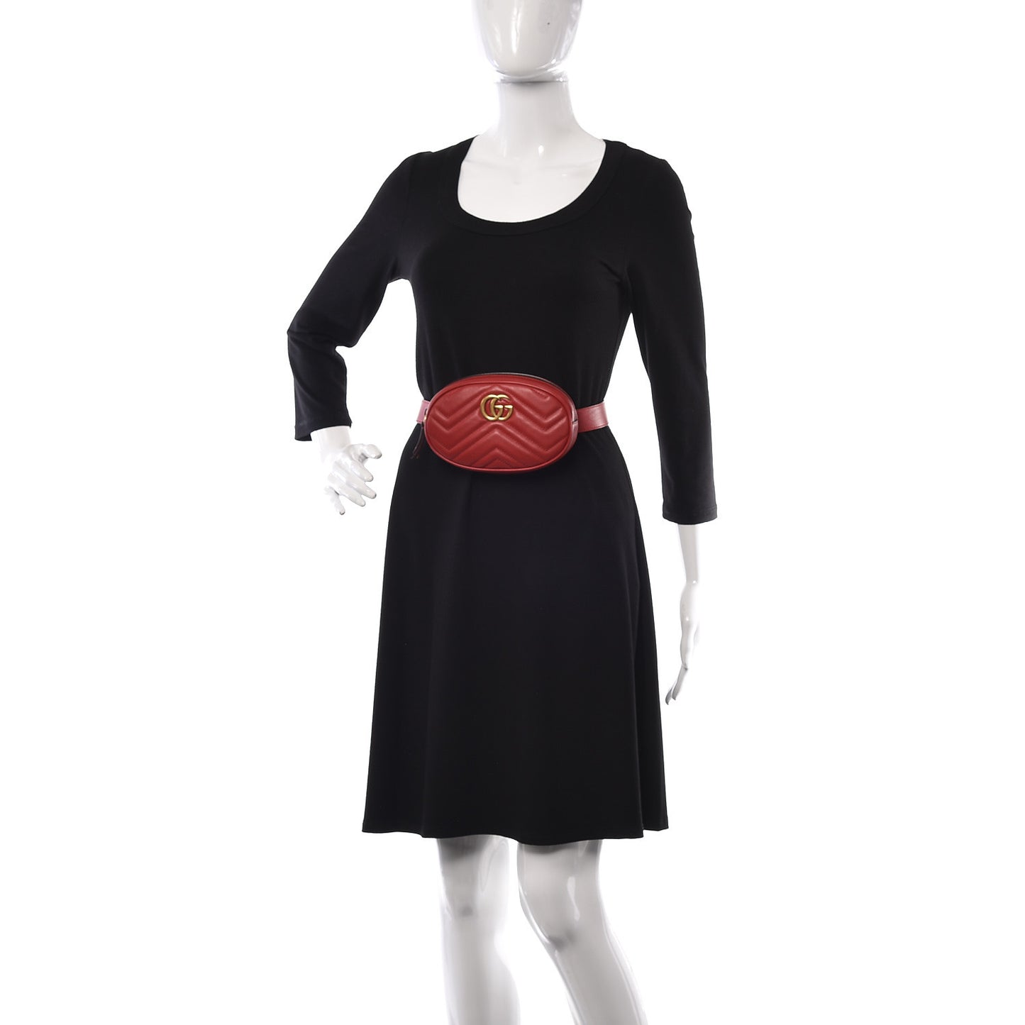 Calfskin Matelasse GG Marmont Belt Bag 95 38 Hibiscus Red