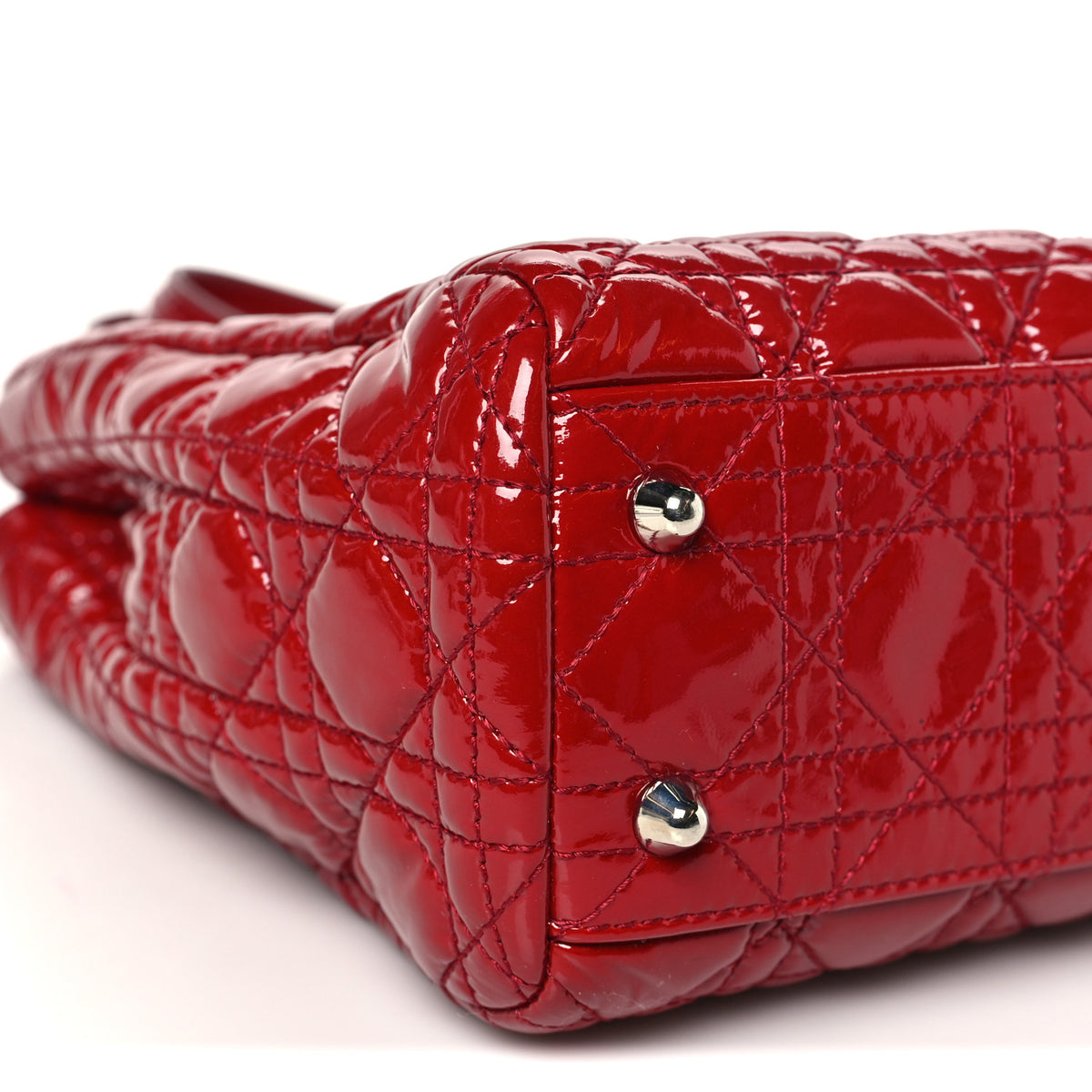 Patent Cannage Small Dior Soft Shopping Tote Red