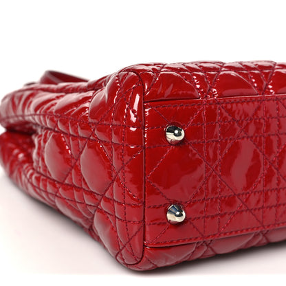 Christian Dior Patent Cannage Small Dior Soft Shopping Tote Red 9 of 11