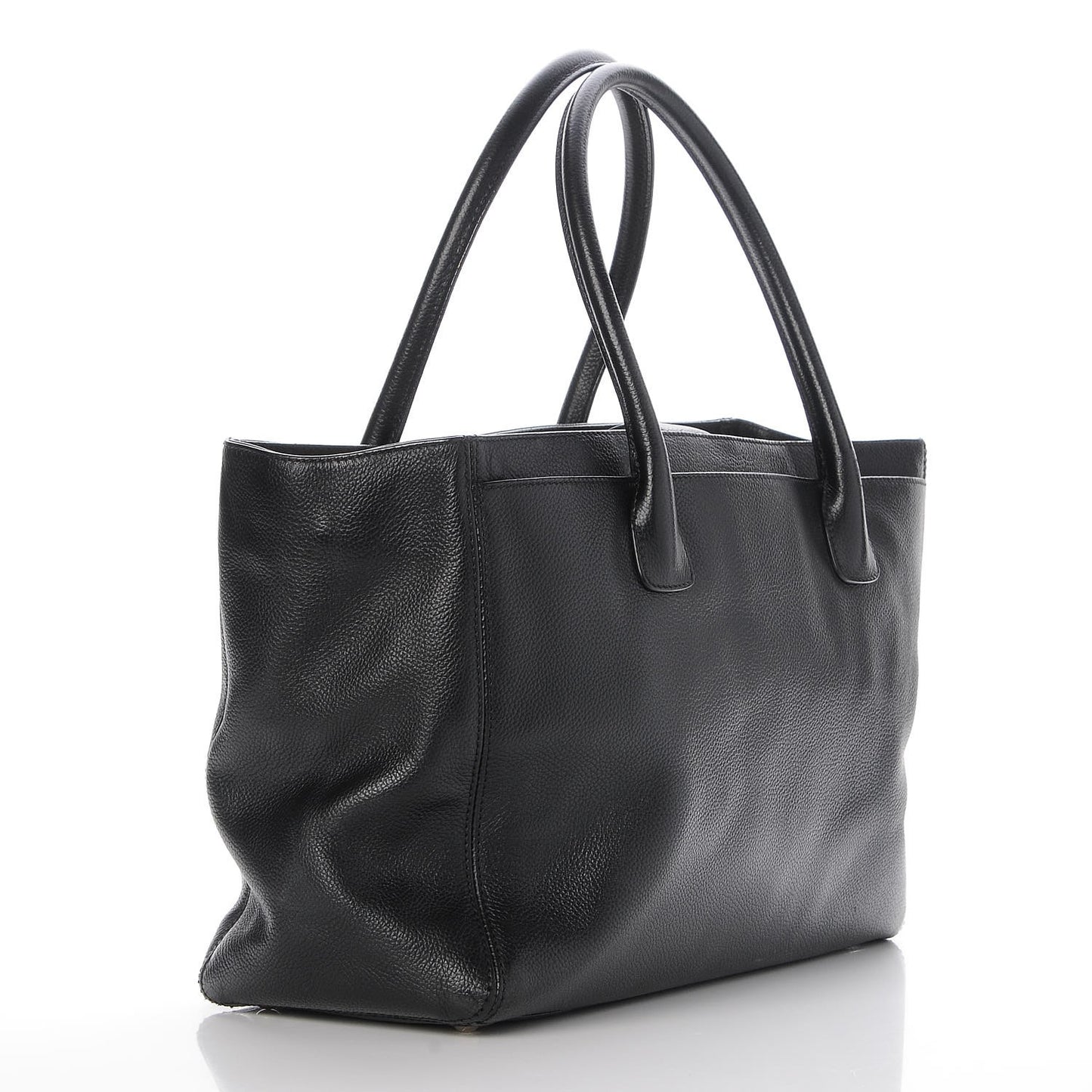 Calfskin Cerf Executive Shopper Tote Black