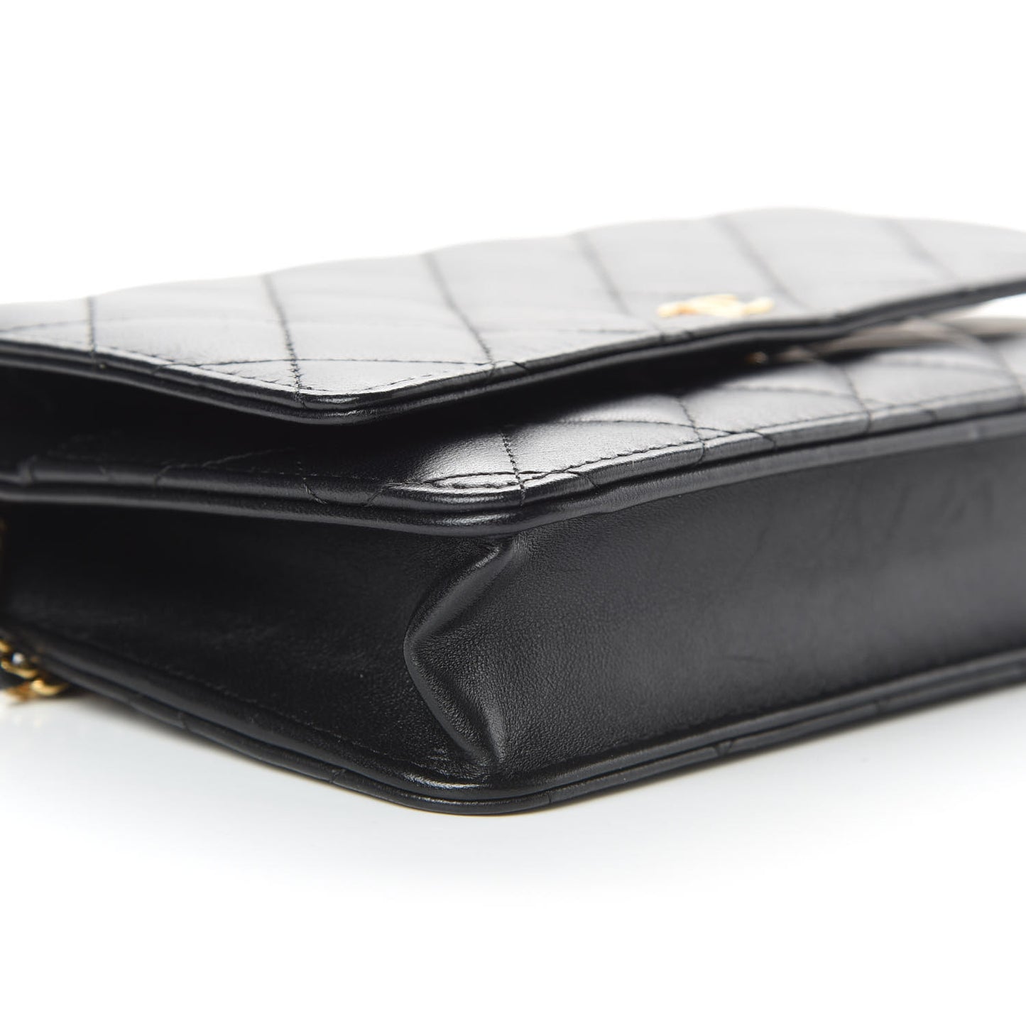 Lambskin Quilted Wallet On Chain WOC Black