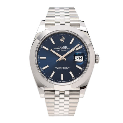 Rolex Stainless Steel 41mm Oyster Perpetual Datejust Watch Blue 126300 1 of 7