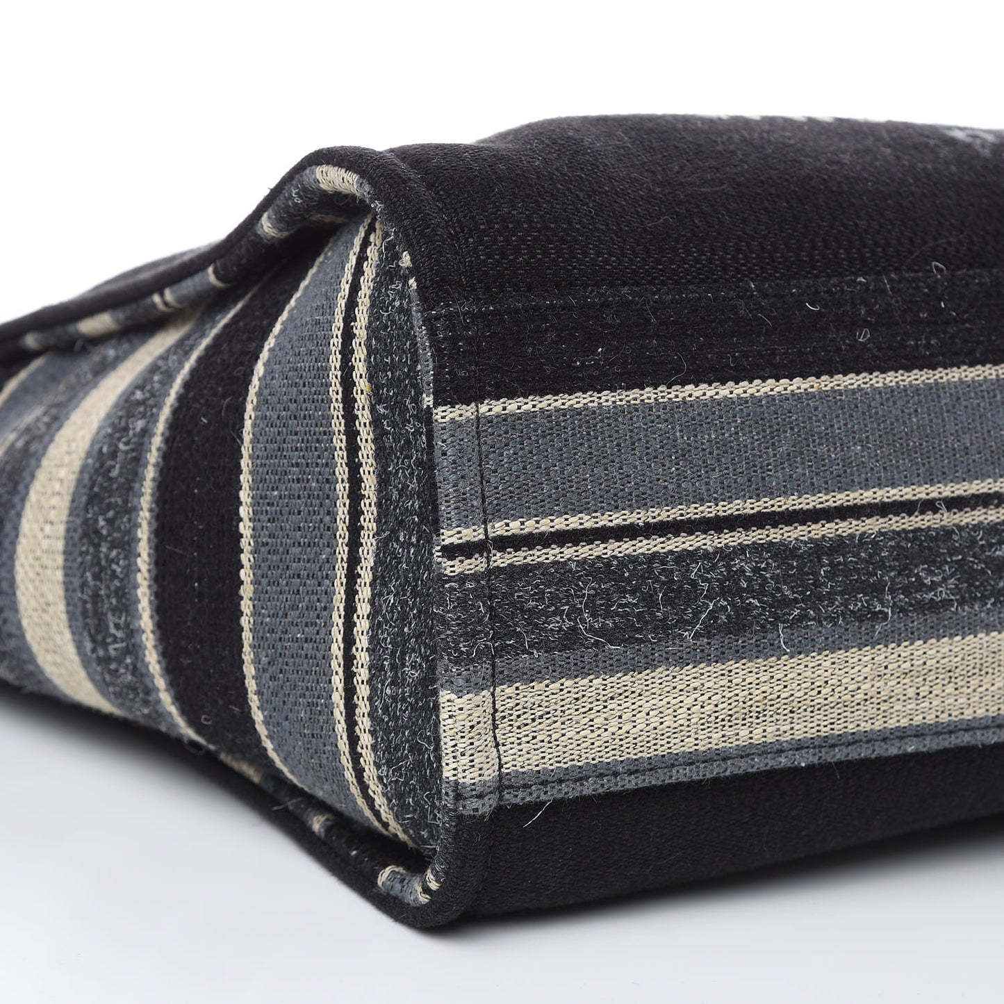 Striped Canvas Large Deauville Tote Black