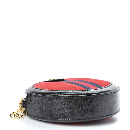 Gucci Suede Patent Web Mini Ophidia Round Shoulder Bag Hibiscus Red Black 4 of 10