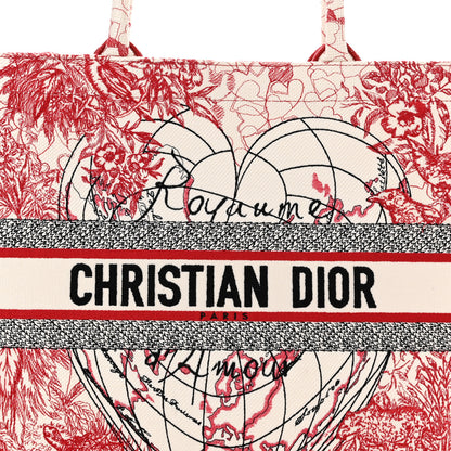 Christian Dior Canvas Embroidered Large Dioramour D-Royaume Book Tote Red Multicolor 8 of 10