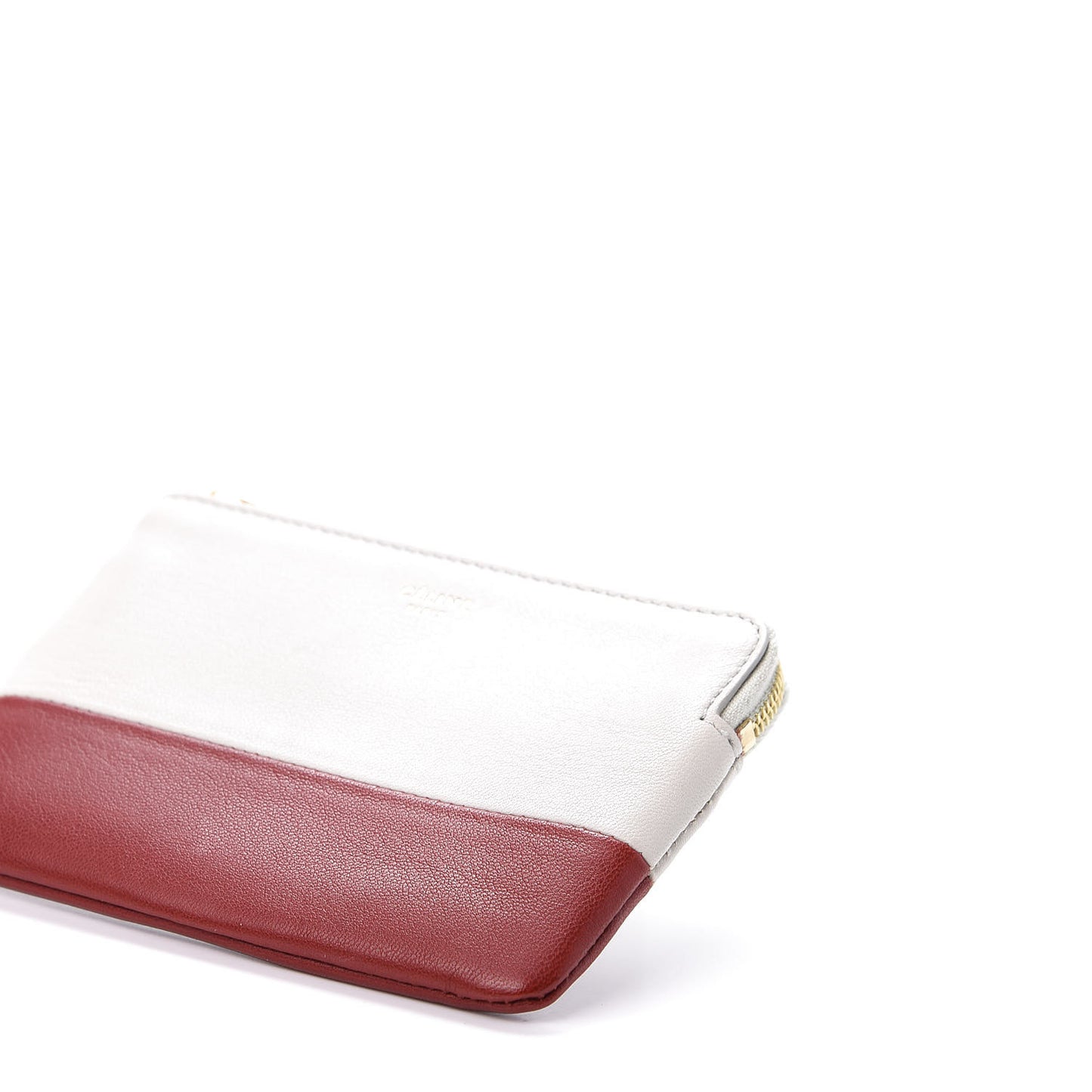 Lambskin Bi-Color Solo Coin Card Case White Red