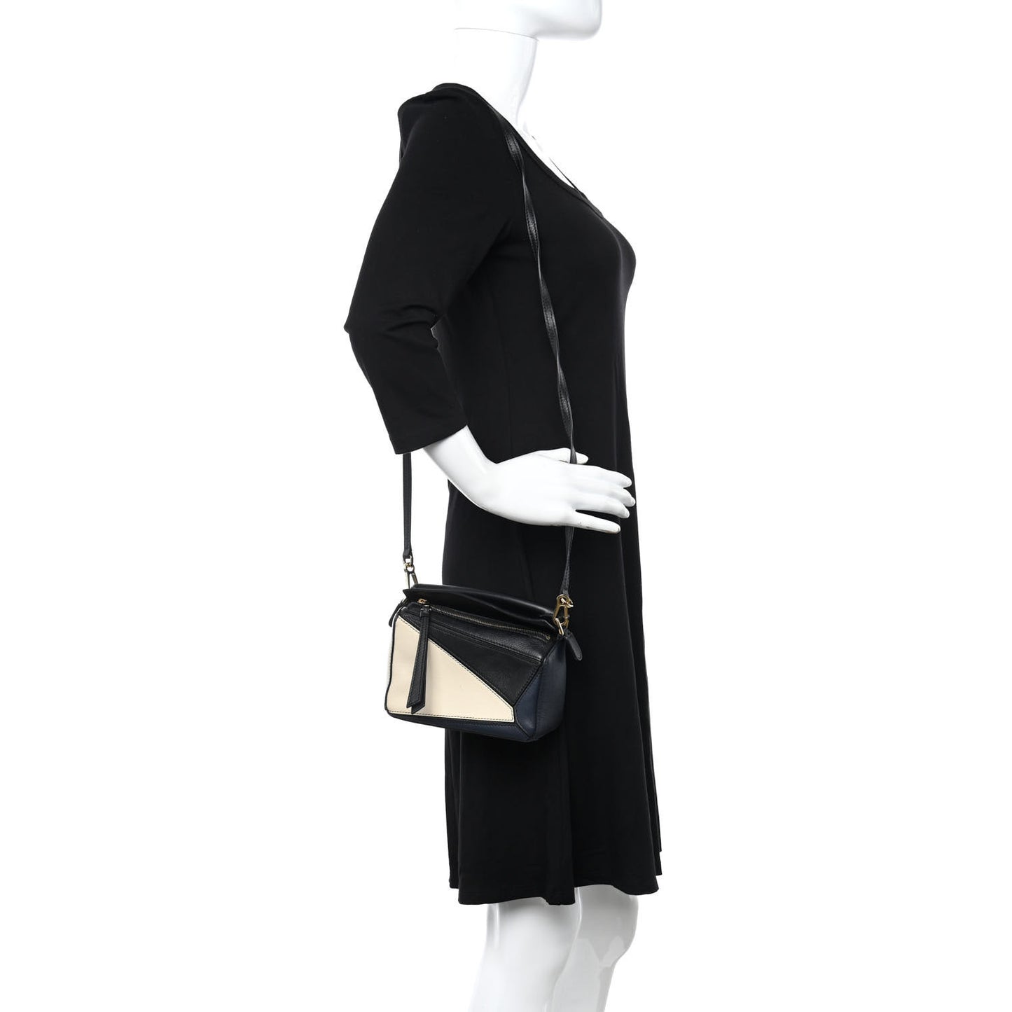 Calfskin Mini Puzzle Bag Black Cream