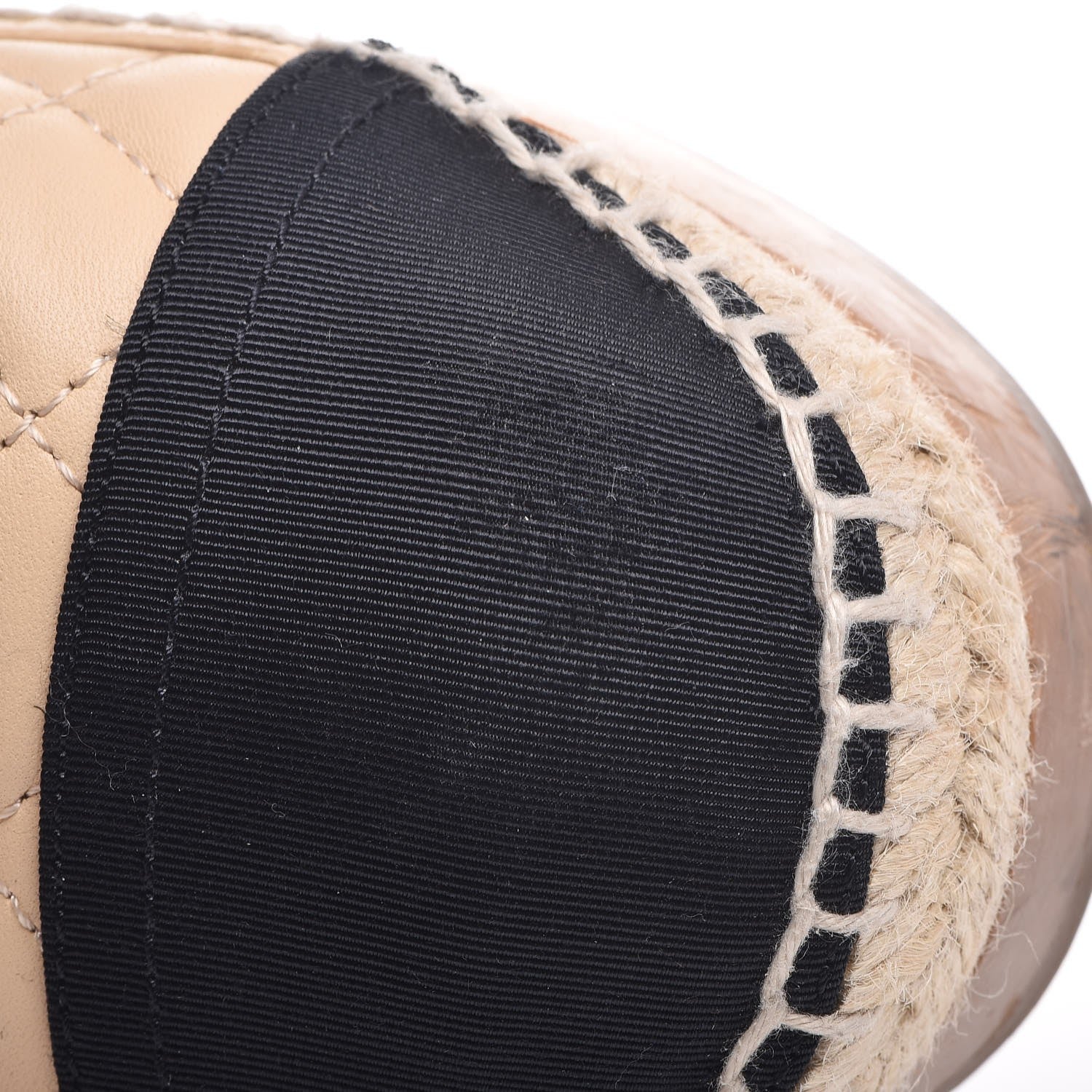 Chanel Lambskin Grosgrain Quilted CC Chain Espadrille Mules 39 Beige Black 12 of 12