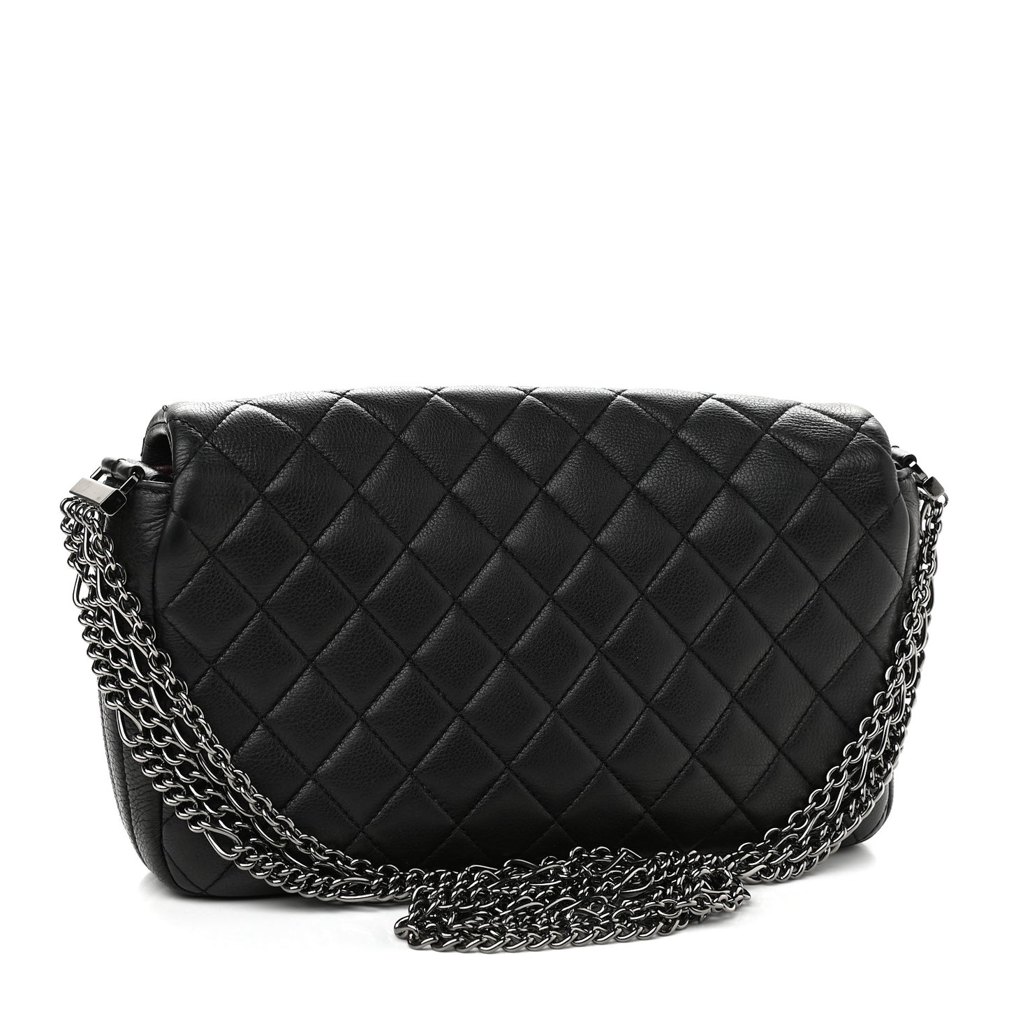 Calfskin Quilted Multi Chain Flap Black