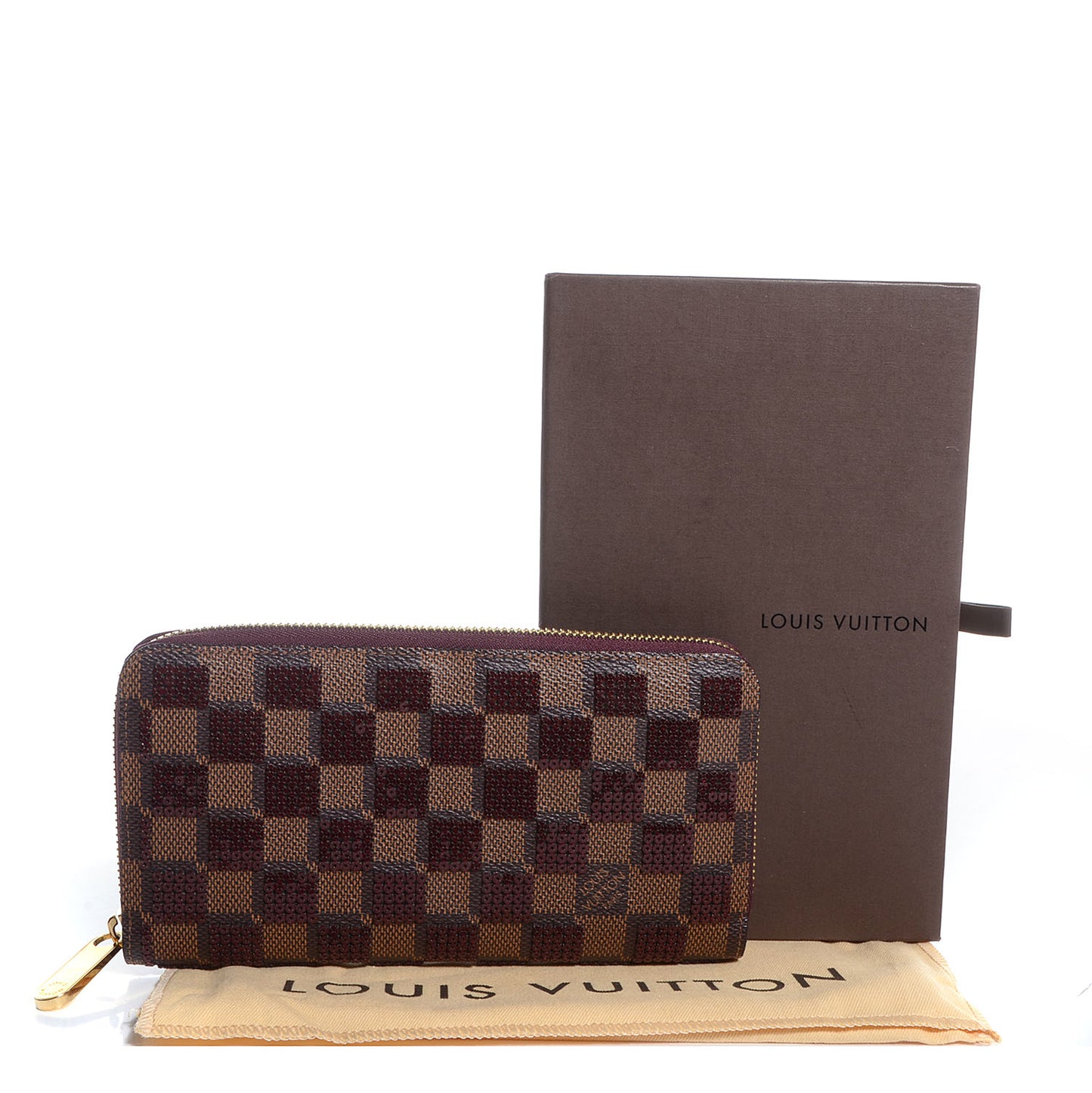Damier Paillettes Zippy Wallet Red