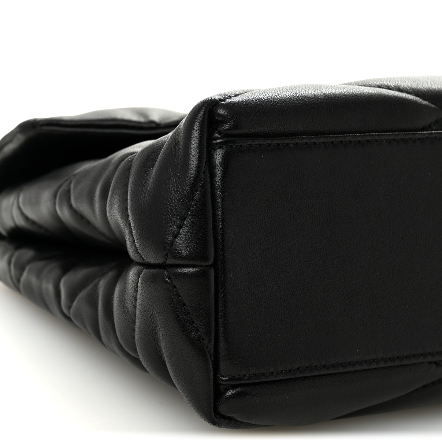 Lambskin Quilted Sade Puffer Envelope Clutch  Black