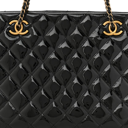 Chanel Patent Goatskin Quilted Small CC Eyelet Tote Black 8 of 10