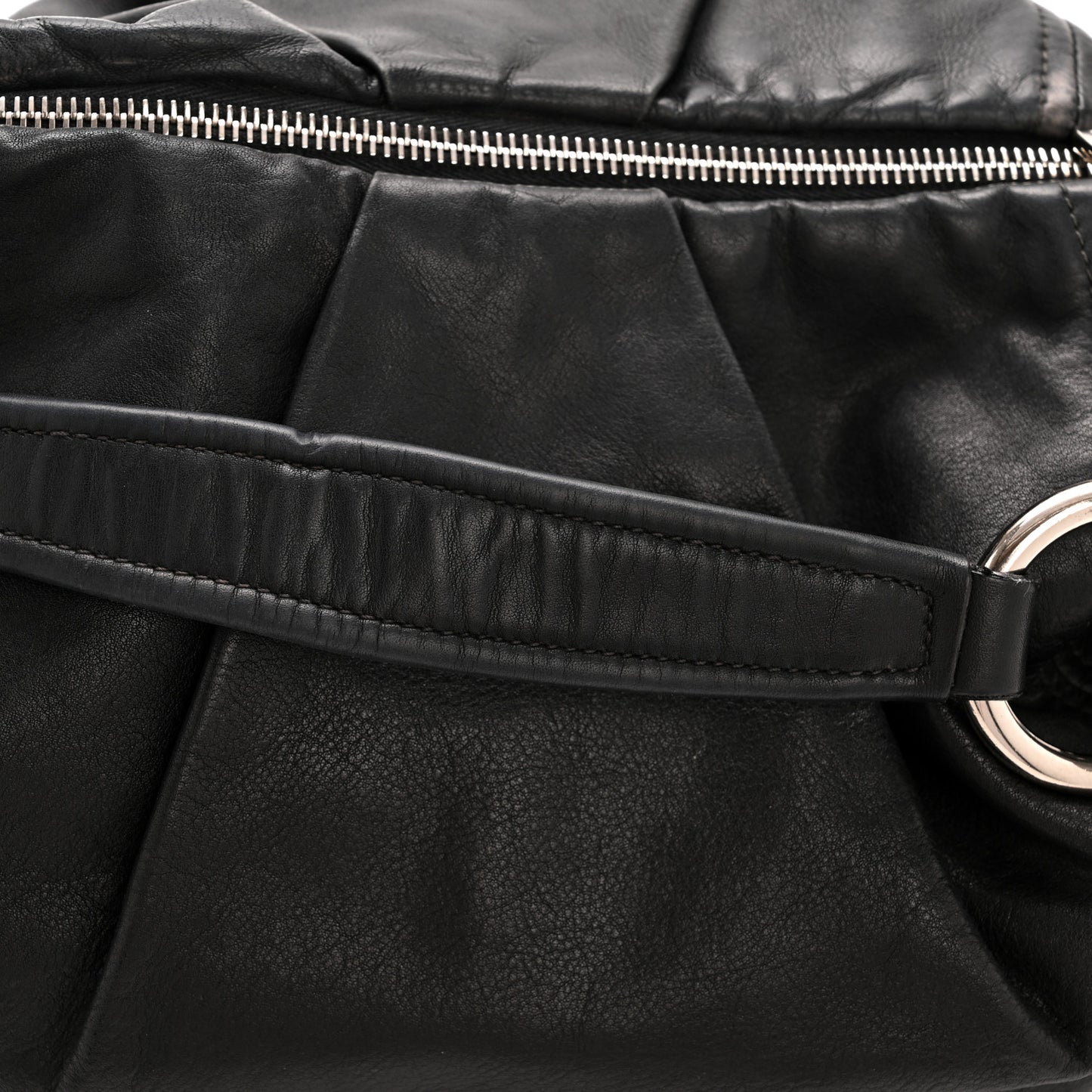 Soft Calf Pleated Hobo Black