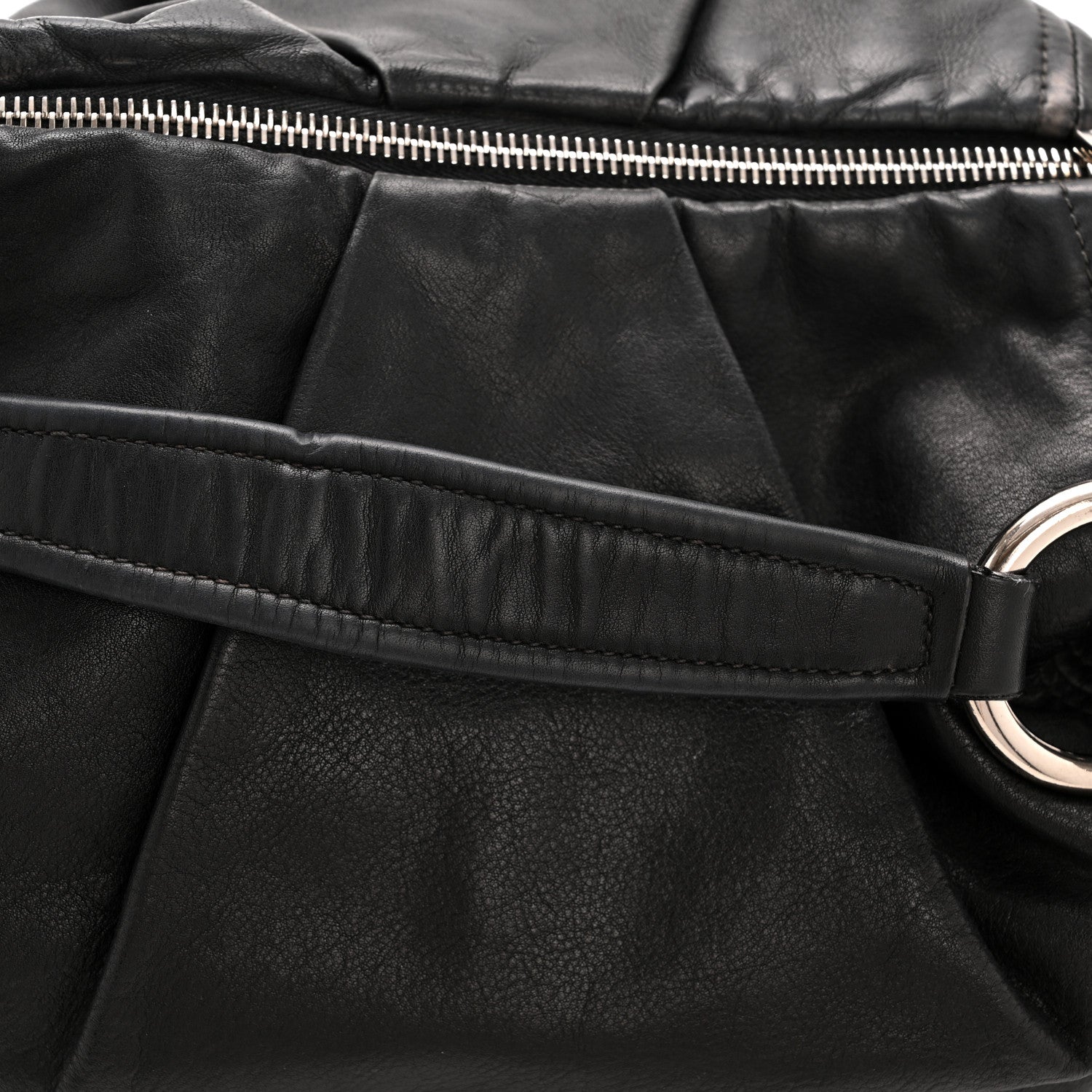 Prada Soft Calf Pleated Hobo Black 13 of 15