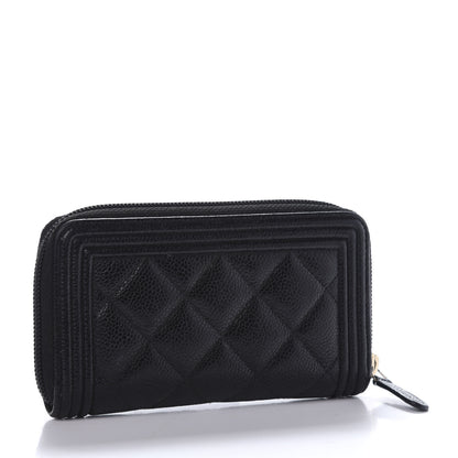 Chanel Caviar Quilted Small Boy Zip Around Wallet Black 3 of 11