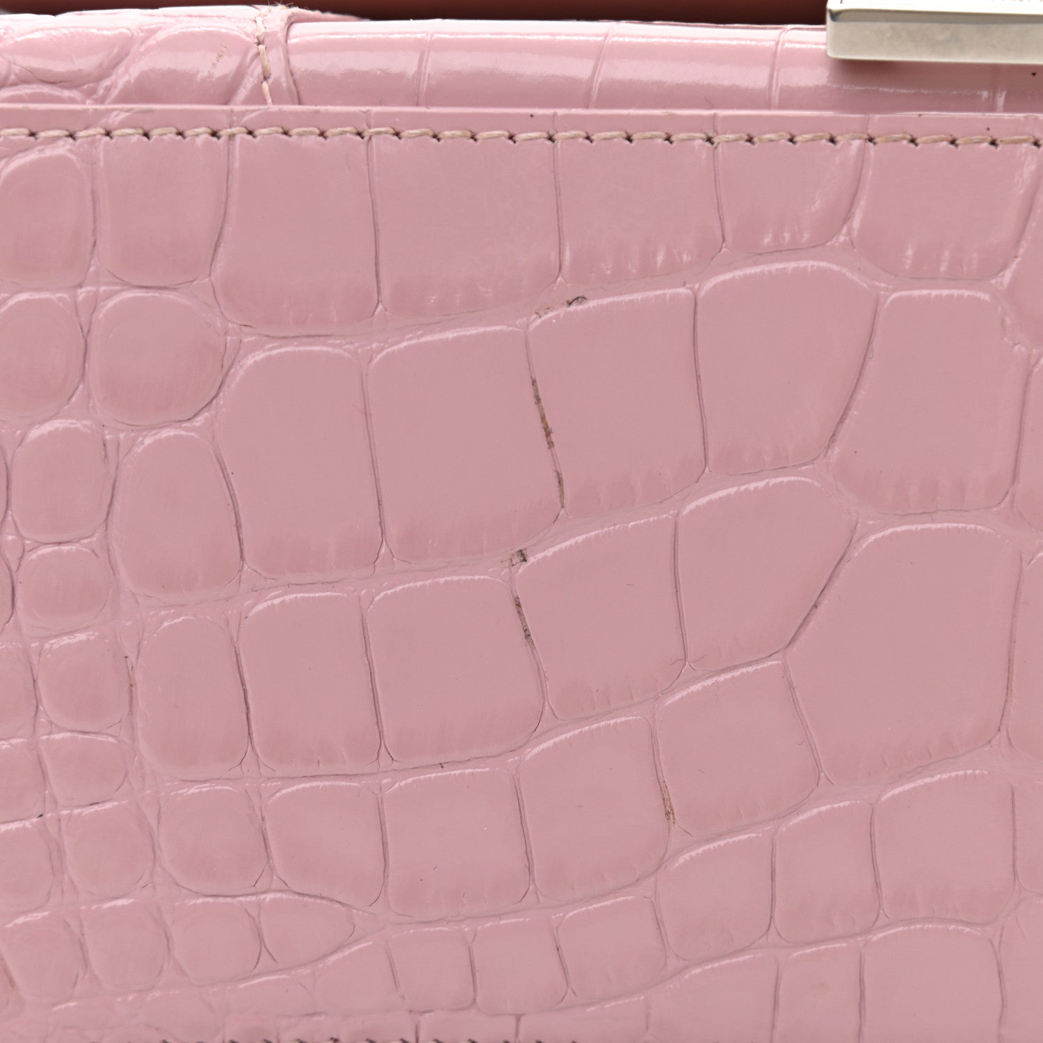 Balenciaga Shiny Calfskin Crocodile Embossed Small Hourglass Top Handle Bag Powder Pink 13 of 13